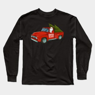 Santa's Tree Service Pickup Truck Christmas Long Sleeve T-Shirt